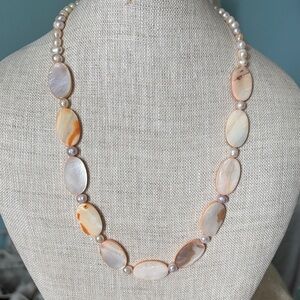 🟣MOP & Genuine Fresh Water Pearls W/ Traditional Pearl Necklace Clasp, Handmade